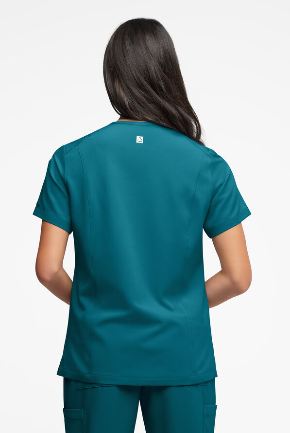 Blusa médica ReSurge Ruby con cuello en V y 5 bolsillos para mujer - Caribbean Blue - 4