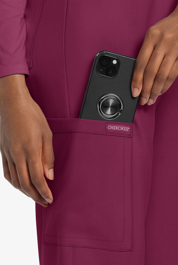 Cherokee Workwear Originals Ultra Unisex 3-Pocket Drawstring Straight Leg Scrub Pants - Wine - 3