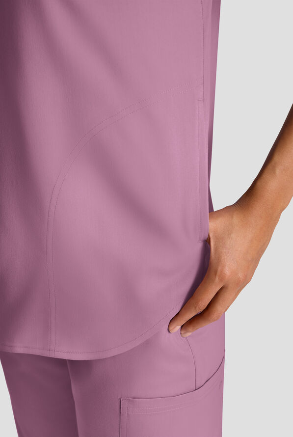 Butter-Soft STRETCH FLXTEK+ Women's 2-Pocket Oversized Henley Scrub Top - Smokey Mauve - 5