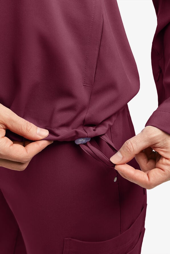 Easy STRETCH Billie Women’s 4-Pocket Pullover Scrub Hoodie - Wine - 5