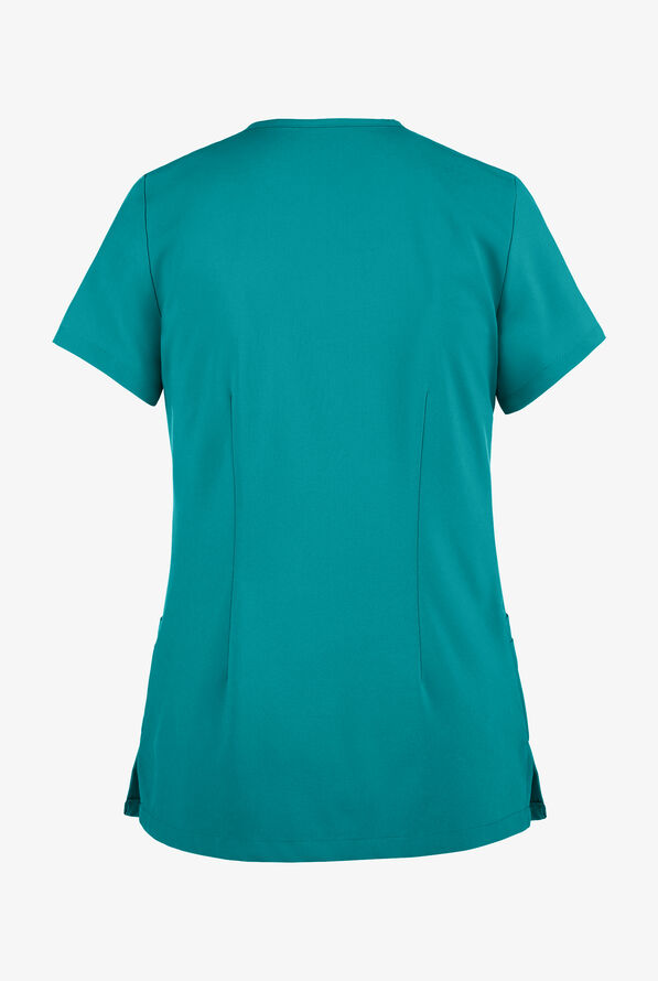 Easy STRETCH Zoe Women's 4-Pocket V-Neck Scrub Top - Teal - 4