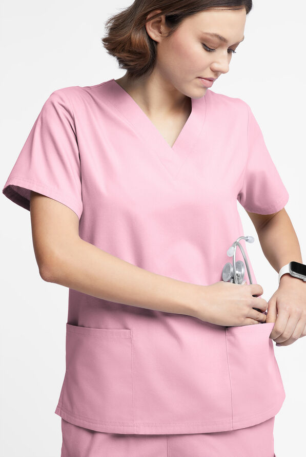 Butter-Soft Originals Women's 2-Pocket V-Neck Scrub Top - Blush - 4