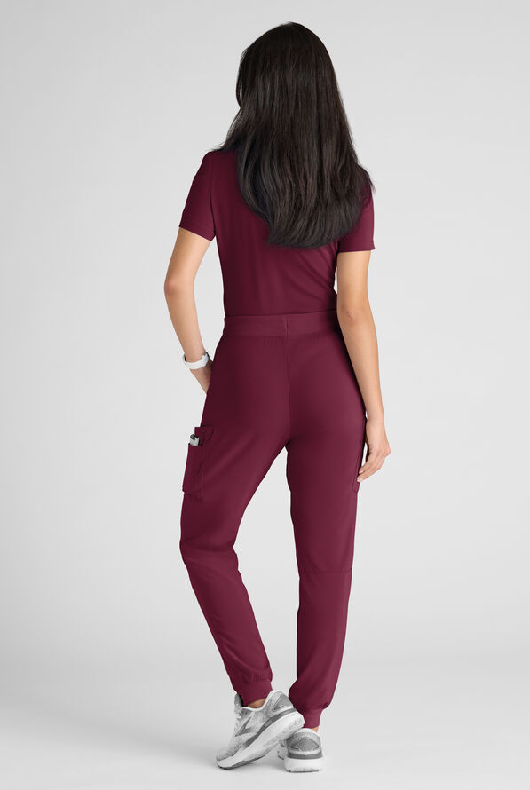 Conjunto de uniforme m&eacute;dico Easy STRETCH con 10 bolsillos para mujer - Wine - 3
