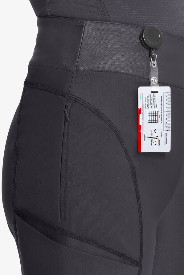 Infinity GNR8 Kinetic Knit Women's 5-Pocket STRETCH Cross-Over Waistband Wide Leg Scrub Pants - Pewter - 3