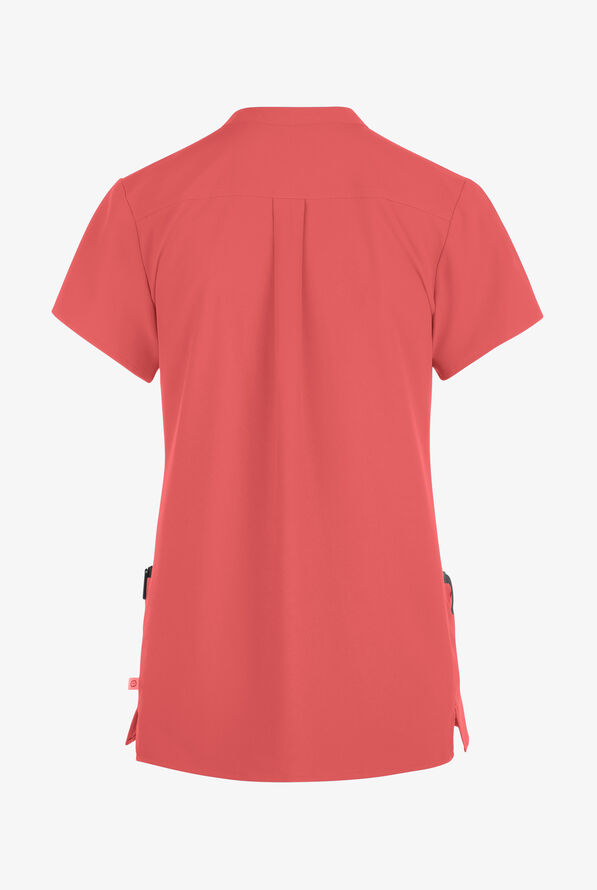 Wink Renew Women's 4-Pocket STRETCH Mandarin Collar Scrub Top - Mineral Red - 2