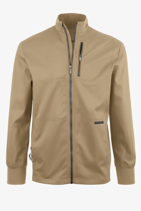 Advantage STRETCH Men's 4-Pocket Zip Front Warm-Up Scrub Jacket - Golden Sand - 1