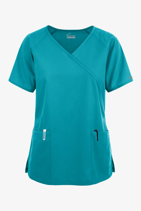 Butter-Soft Originals Women's 3-Pocket Mock Wrap Scrub Top