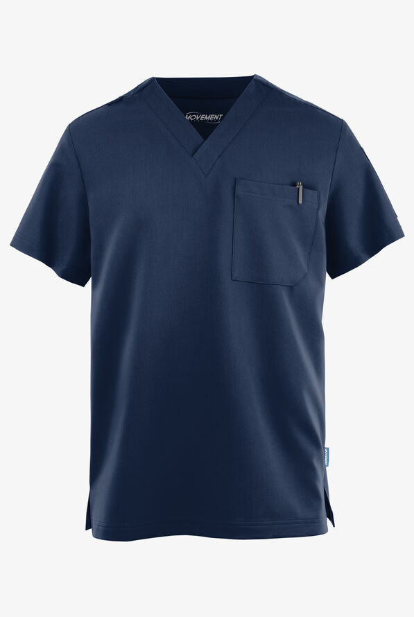 MOVEMENT by Butter-Soft Mars Men's 3-Pocket V-Neck Scrub Top - Navy - 1