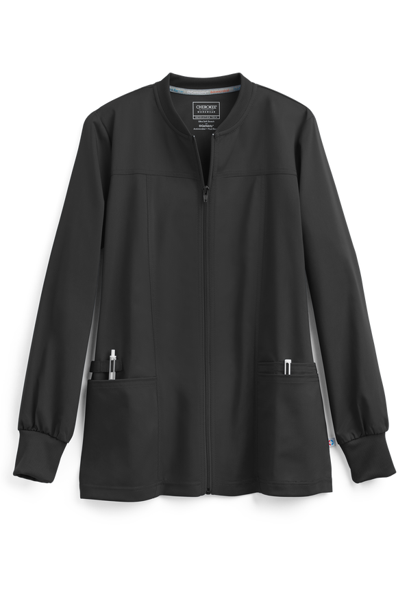Workwear Revolution Tech Zip Front Scrub Jacket, Antimicrobial Scrubs