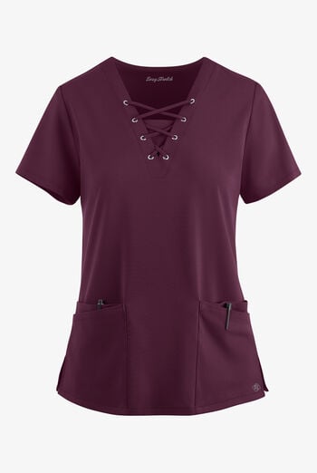 Easy STRETCH Gisele Women's 4-Pocket Lace Up V-Neck Scrub Top