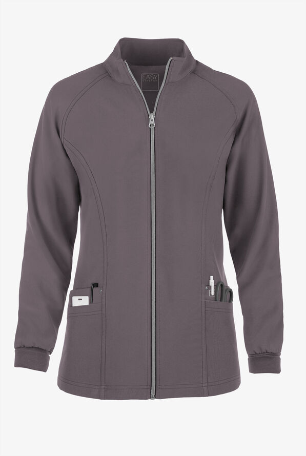 Easy STRETCH Zadie Women's 4-Pocket Raglan Scrub Jacket - Grey Stone - 1