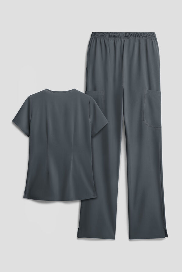 Easy STRETCH Women's 8-Pocket Scrub Set - Pewter - 2