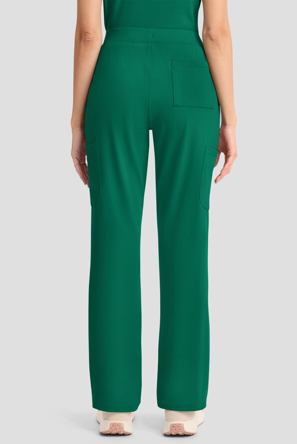 Cherokee Achieve Women's 5-Pocket STRETCH Elastic Waist Drawstring Cargo Scrub Pants - Hunter - 4