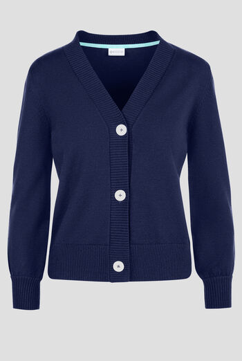 Med Couture Layers Women's Button Front Balloon Sleeve Knit Scrub Cardigan