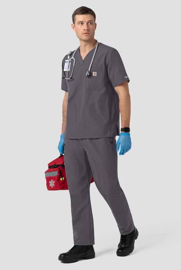 Pantal&oacute;n m&eacute;dico Carhartt FLD & RSCU STRETCH estilo cargo con piernas rectas y 6 bolsillos para hombre - Pewter - 3