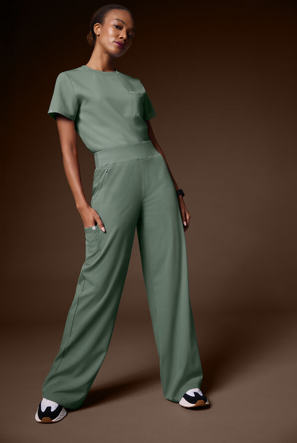 Pantal&oacute;n m&eacute;dico Hypothesis Y-Band estilo yoga con piernas anchas y 6 bolsillos para mujer - Mineral - 7