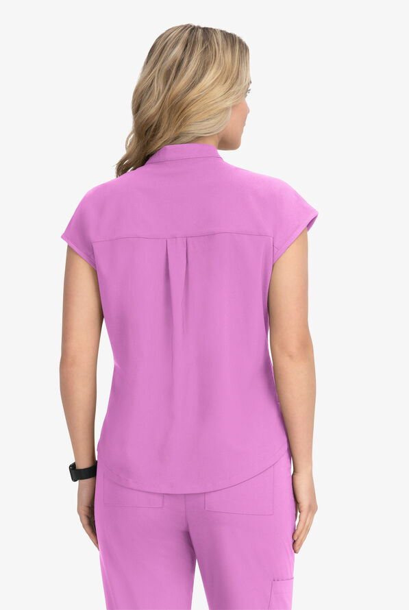 koi Basics Ari Women's 1-Pocket STRETCH Dolman Sleeve Mandarin Collar Scrub Top - Bloom Lavender - 3