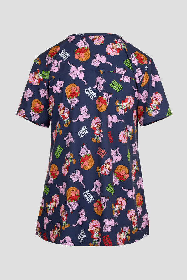 Strawberry Shortcake by Funscrubs Women's 2-Pocket STRETCH V-Neck Print Scrub Top - null - 2