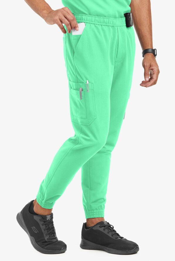 MOVEMENT by Butter-Soft Polaris Men's 10-Pocket Jogger STRETCH Scrub Pants - Neo Mint - 1