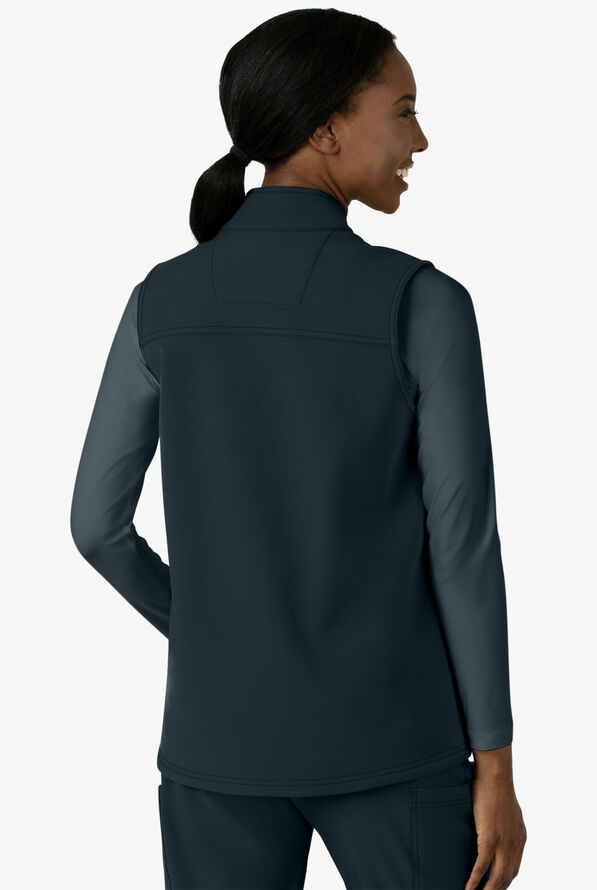 Carhartt Force Rugged Women's 6-Pocket Bonded Fleece STRETCH Utility Zip Front Scrub Vest - Navy - 4