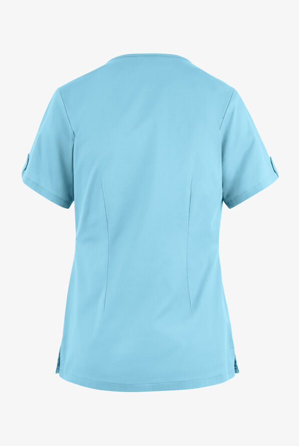 Butter-Soft STRETCH Women's 6-Pocket V-Neck Scrub Top - Poolside View - 4