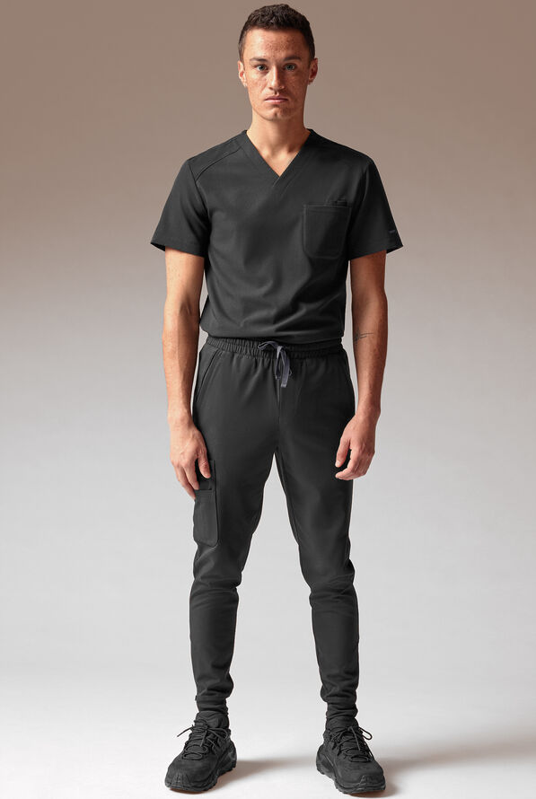 Camisa médica Hypothesis System con cuello en V y 3 bolsillos para hombre - Jet Black - 2