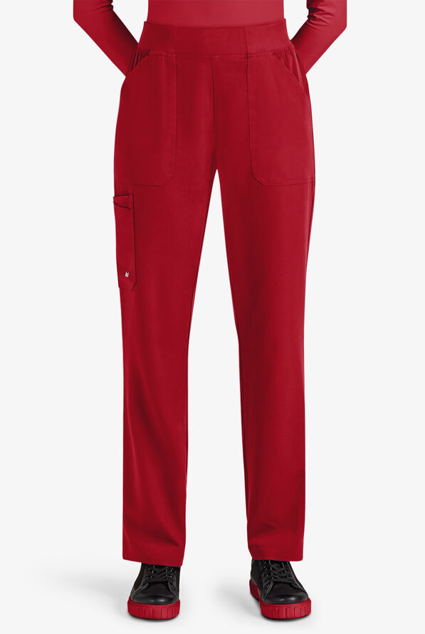 koi Next Gen Jump Start Women's 7-Pocket STRETCH Boot Cut Cargo Scrub Pants - Ruby - 1