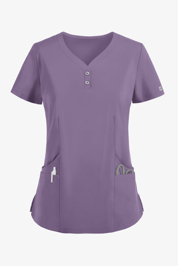 Blusa médica Easy STRETCH Demi estilo Henley con 4 bolsillos para mujer