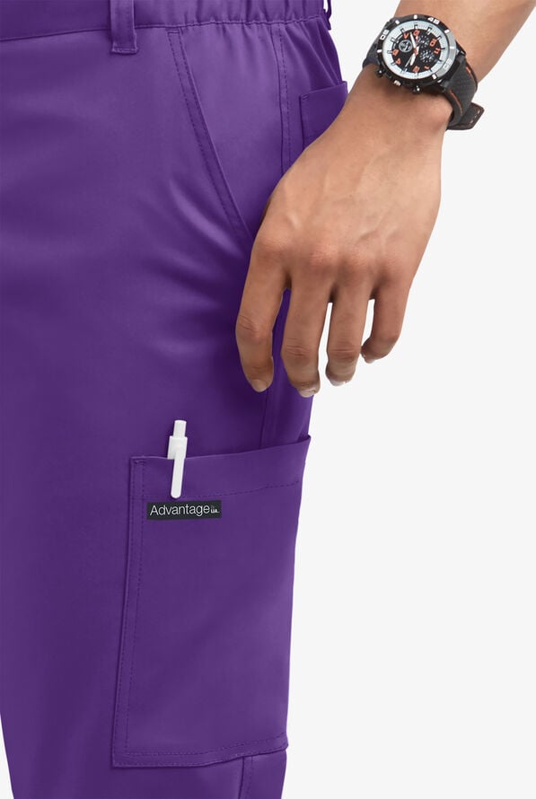 Advantage STRETCH Men's 8-Pocket Cargo Scrub Pants - Grape - 2
