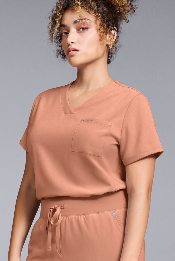 Blusa m&eacute;dica Hypothesis Base con cuello en V para mujer - Earth - 6