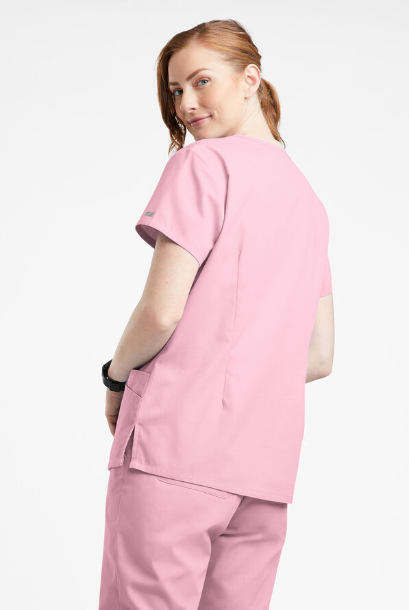 Butter-Soft Originals Women's 7-Pocket Curved V-Neck Scrub Top - Blush - 3