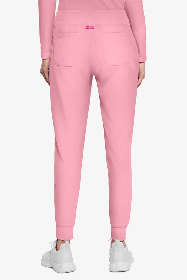 Med Couture Amp Women's 6-Pocket STRETCH Jogger Scrub Pant - Petite - Pixel Pink - 4