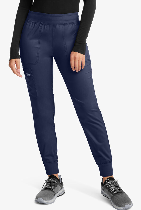 Cherokee Workwear Revolution Women's 5-Pocket STRETCH Cargo Jogger Scrub Pants - Navy - 1