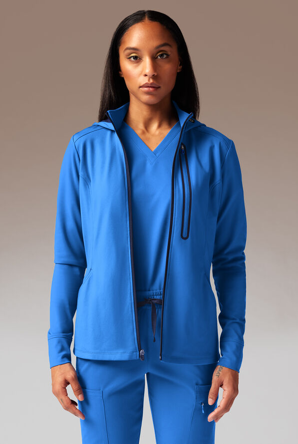 Hypothesis Super-Dermal Women’s Zip Front Multi-Pocket Scrub Jacket - Royal/Navy - 3