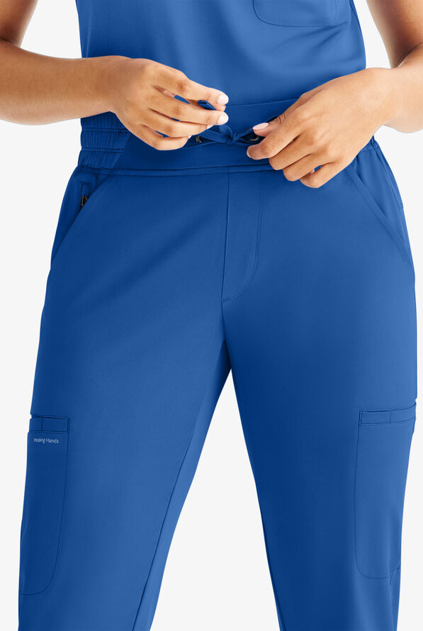 HH Works by Healing Hands Rhea Women's 6-Pocket STRETCH Cargo Jogger Scrub Pants - Royal - 2