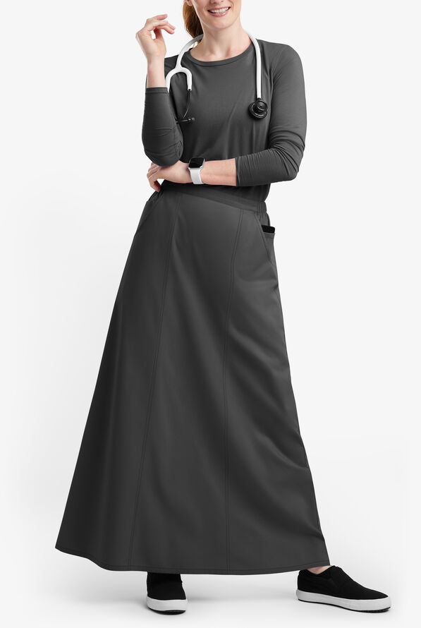 Falda m&eacute;dica estilo acampanada Butter-Soft Originals al tobillo con 4 bolsillos para mujer - Black - 4