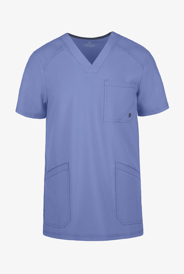 Camisa m&eacute;dica Cherokee Infinity con 2 bolsillos y paneles laterales de tejido para hombre  - Ceil Blue - 1
