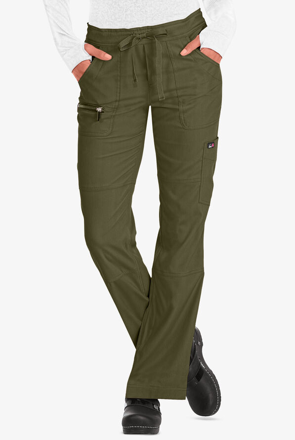 koi Lite™ Peace Women's 6-Pocket Drawstring Scrub Pants - Olive - 1