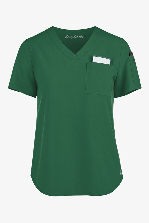 Easy STRETCH Chloe Women's 3-Pocket V-Neck Tuck-In Scrub Top - Hunter - 1