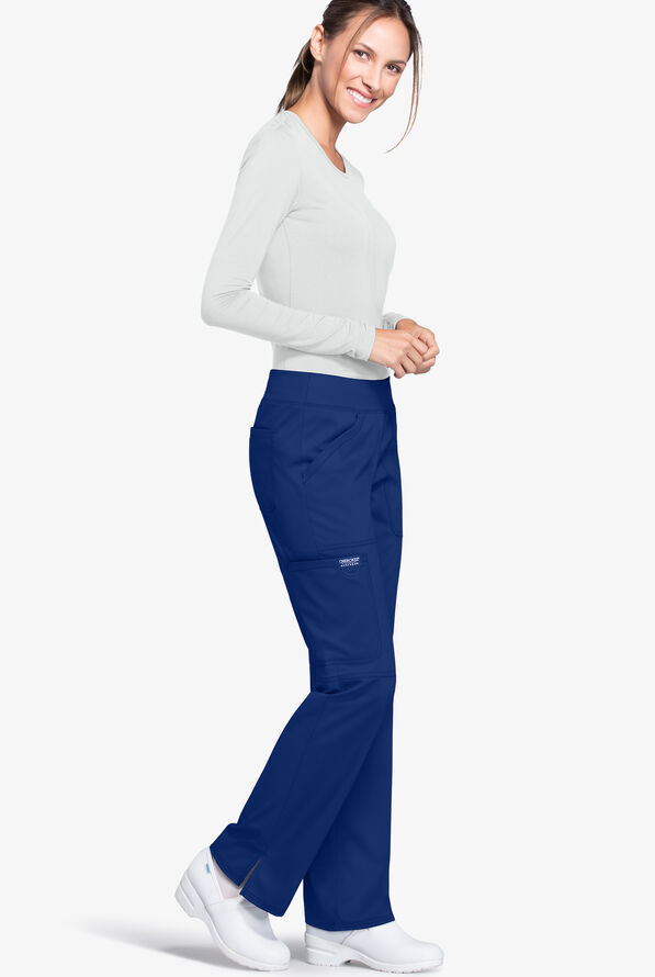 Cherokee Workwear Revolution Women's 4-Pocket STRETCH Pull-On Cargo Scrub Pants - Petite - Galaxy - 2