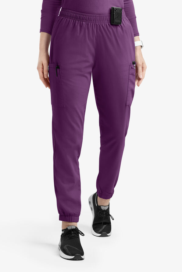 Pantalón médico Butter-Soft Originals estilo jogger cargo con 7 bolsillos y piernas pitillo para mujer - Eggplant - 1