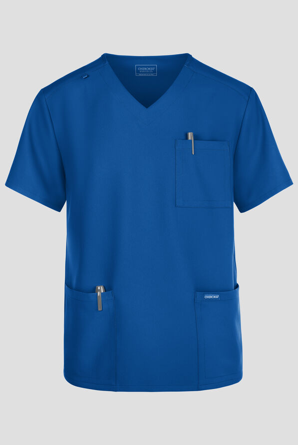 Cherokee Workwear Originals Ultra Men's 3-Pocket V-Neck Scrub Top - Royal - 1