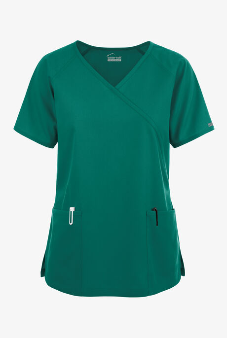 Butter-Soft Originals Women's 3-Pocket Mock Wrap Scrub Top