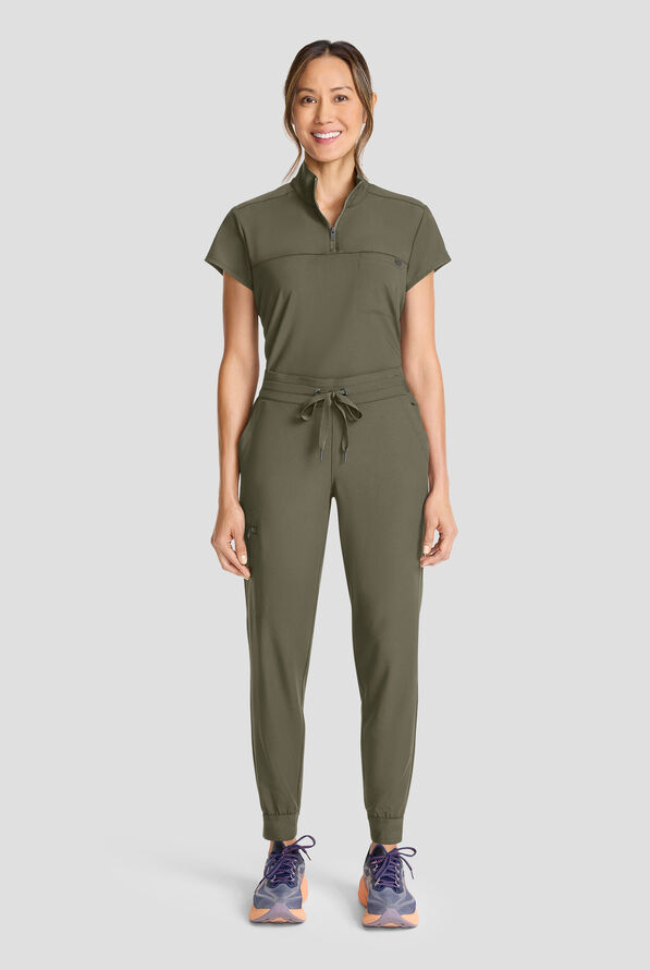 Healing Hands Quest Women's 5-Pocket STRETCH Drawstring Jogger Scrub Pant - Olive - 5