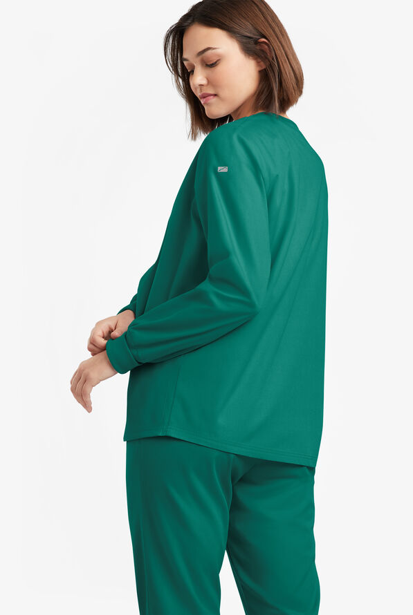 Butter-Soft Originals Women's 3-Pocket Warm-up Scrub Jacket - Hunter - 4