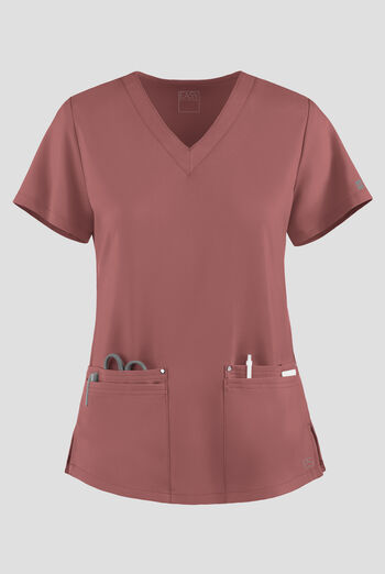 Blusa médica Easy STRETCH Lina con cuello en V ingleteado y 4 bolsillos para mujer