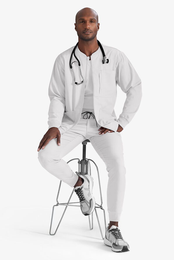 Grey's Anatomy by Barco Spandex STRETCH Murphy Men's 5-Pocket Cargo Jogger Scrub Pants - White - 6