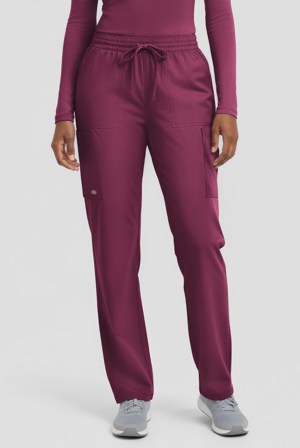 Dickies Forge Women's 6-Pocket Straight Leg Cargo Scrub Pants - Petite - Wine - 1