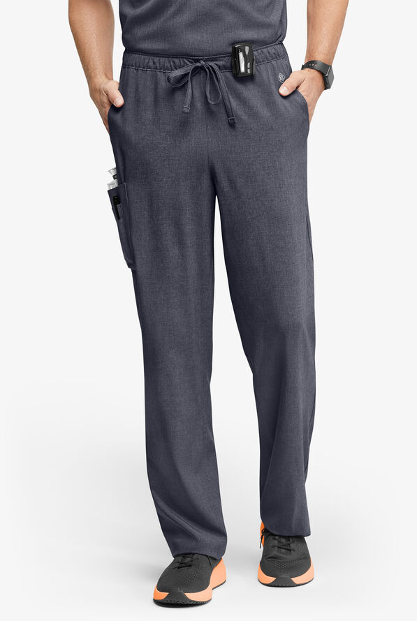 Easy STRETCH Morgan Unisex 5-Pocket Drawstring Scrub Pants - Charcoal Heather - 1