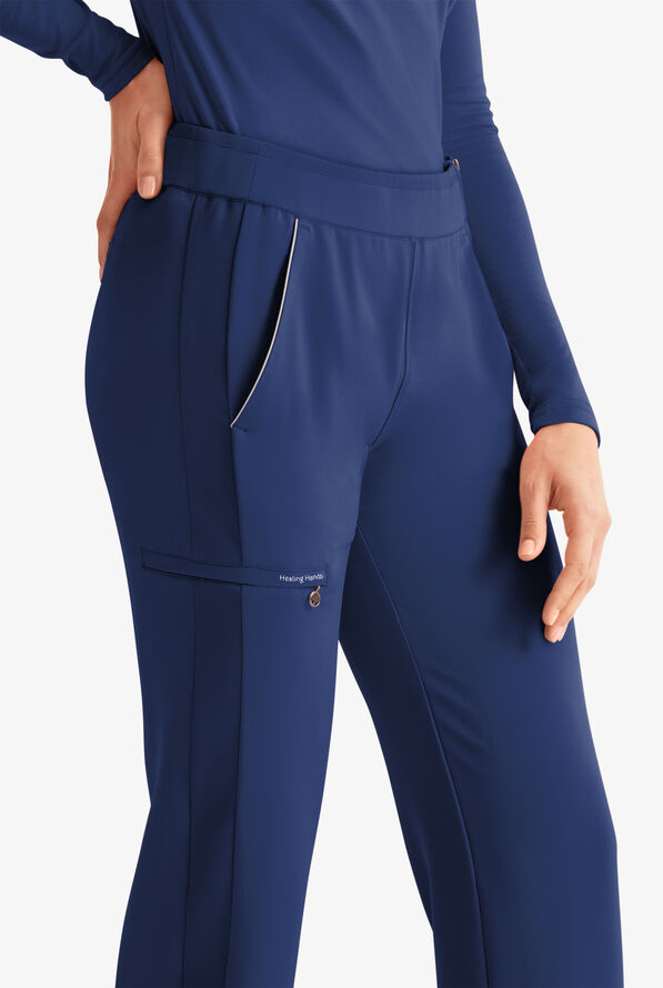 360 by Healing Hands Nova Women's 5-Pocket STRETCH Snap Bottom Scrub Pants - Navy - 3
